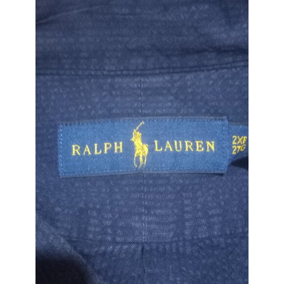 Ralph Lauren Mens Short Sleeve Button Down Shirt Navy Blue 2XB 2XLT Cotton - Picture 9 of 13